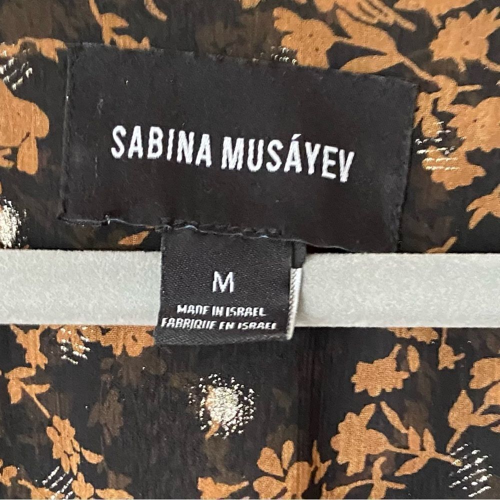 Sabina Musayev Brook Maxi Brown Dress Sheer Floral Size M - Picture 10 of 11